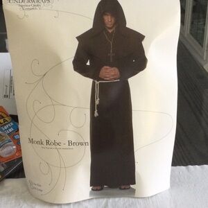 Mens/Women Hooded  Robe with Rope Belt Cross & Wig New